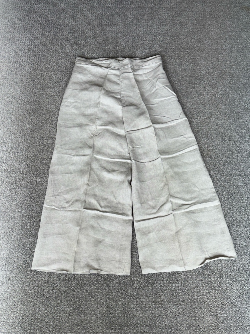MNG Wide Leg Light Gray Linen-Blend Pants Womens Size Large